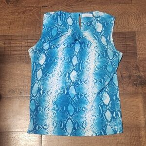 Calvin Klein Vibrant Turquoise Blue Snake Pattern Top